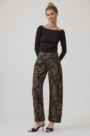Dark Floral Barrel Jeans