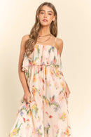 Plisse Floral Jumpsuit