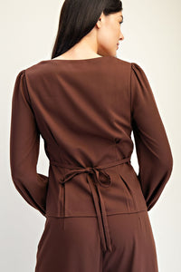 Square Neck Button-Up Top