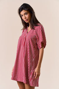 Striped Deep V-neck Dress