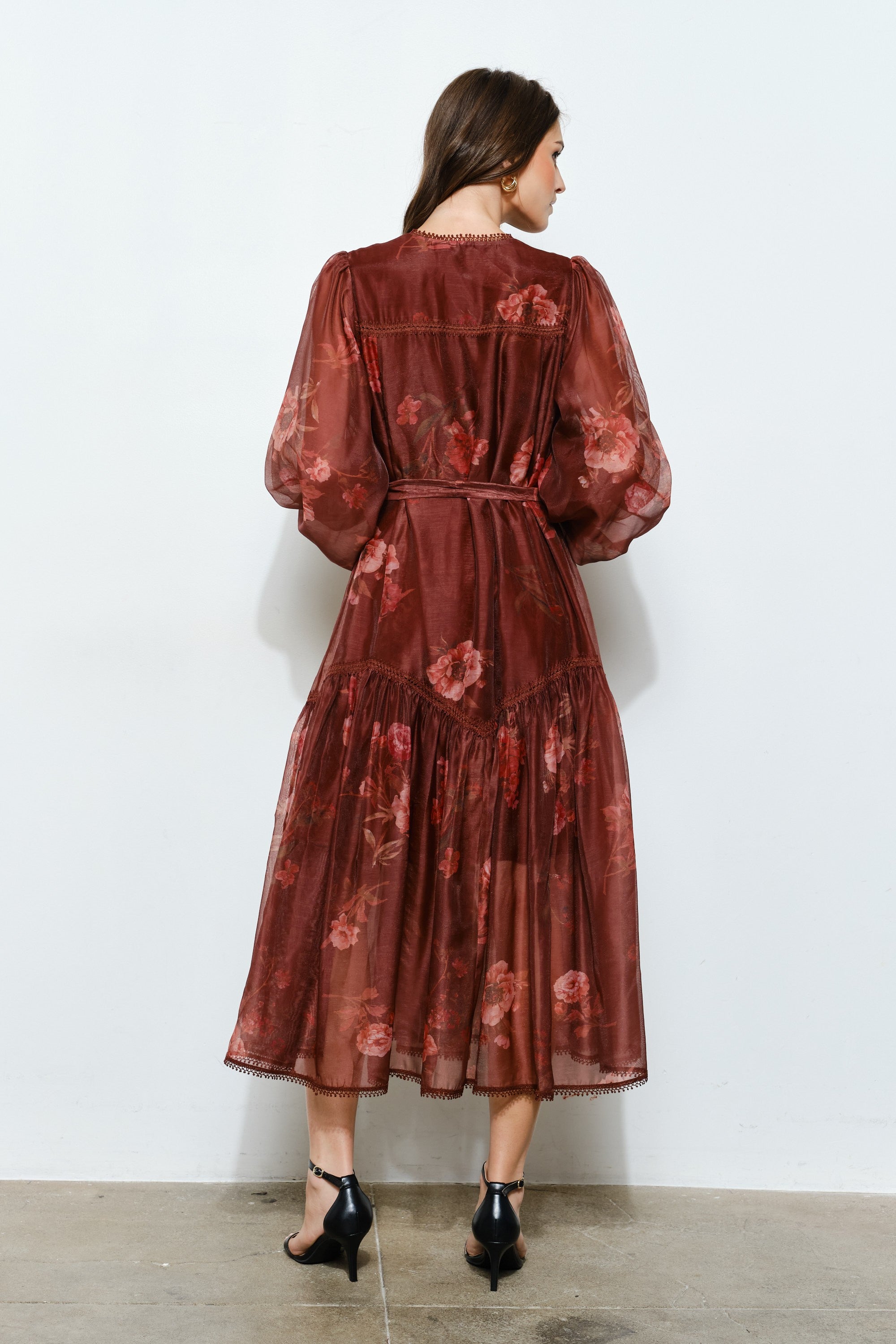 Floral Organza Midi Dress