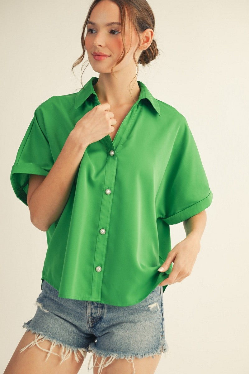 Pearl Button Detail Blouse