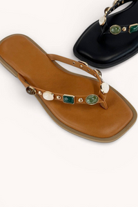 Brown Stone Embellished Flip Flop