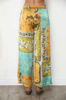 Golden Tapestry Satin Wide Leg Pant