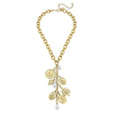 Gold Saints Charms and Genuine Freshwater Pearl Y Necklace