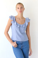 Fitted Ruffle Neck Blouse