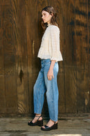 Smocked Long Sleeve Swiss Blouse