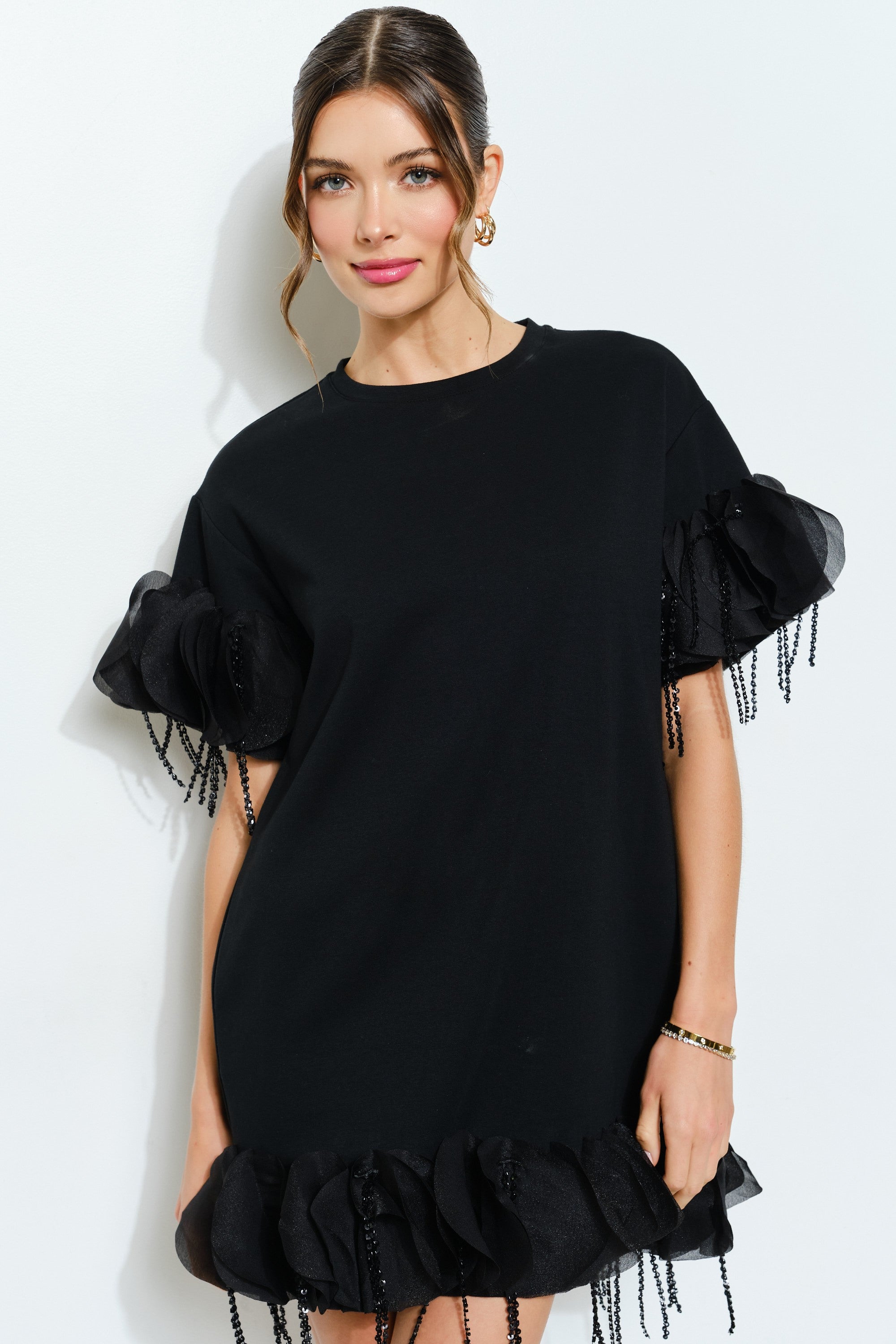 Rhinestone Detail Mini Dress