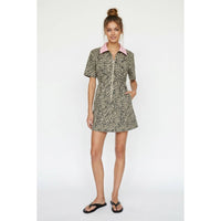 Contrast Collar Leopard Mini Dress