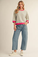 Drop Shoulder Stripe Sweatshirt