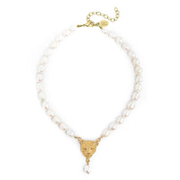 Leopard & Freshwater Pearl Necklace