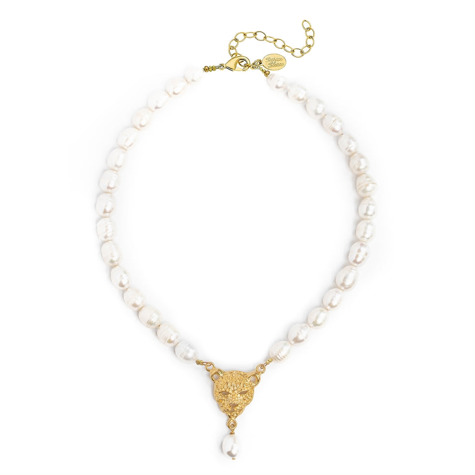 Leopard & Freshwater Pearl Necklace