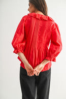 Red Ruffled Blouse