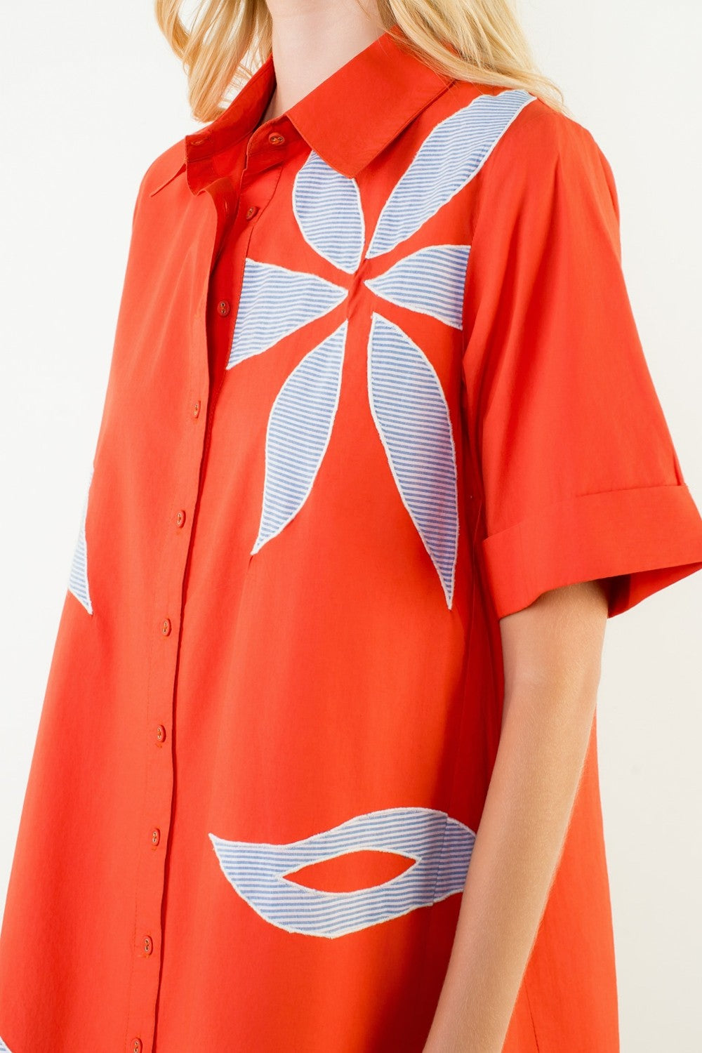 Short Sleeve Floral Embroidered Dress