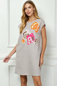 Floral Sequin Textured Dress