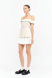 Mixed Media Off-The-Shoulder Dress