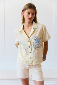 Embroidered Floral Collared Blouse