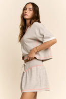Soft Knit V-Neck Top & Skort Set