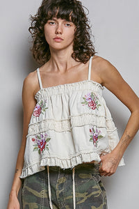 Floral Embroidered Babydoll Top