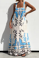 Tie Strap Printed Maxi Dress