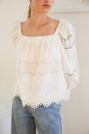 Lace Square Neck Blouse