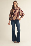 Sheer Metallic Burnout Top