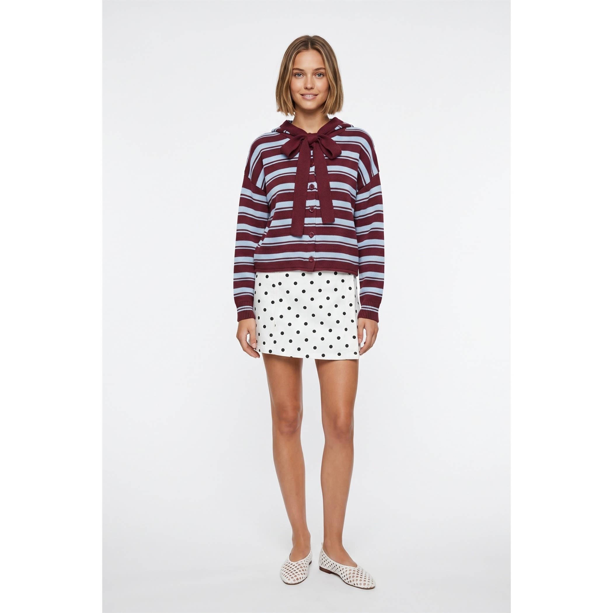 Striped Hooded Cardigan