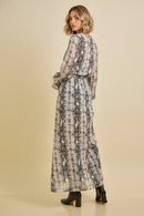 Snake Print Maxi Dress with Scarf