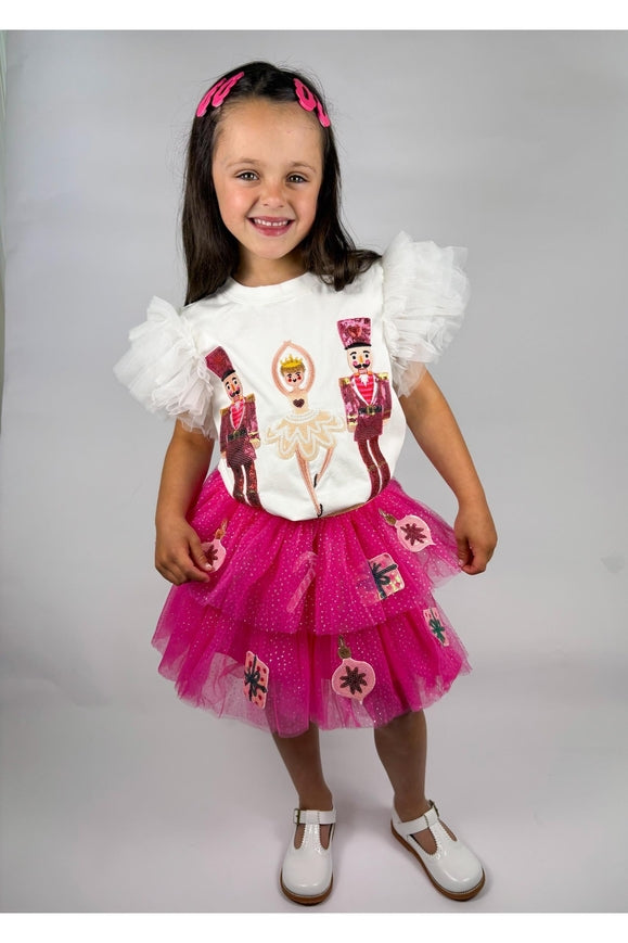 Candy Cane and Present Patched Tulle Skirt