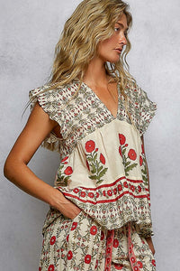 V-Neck Floral Flowy Top