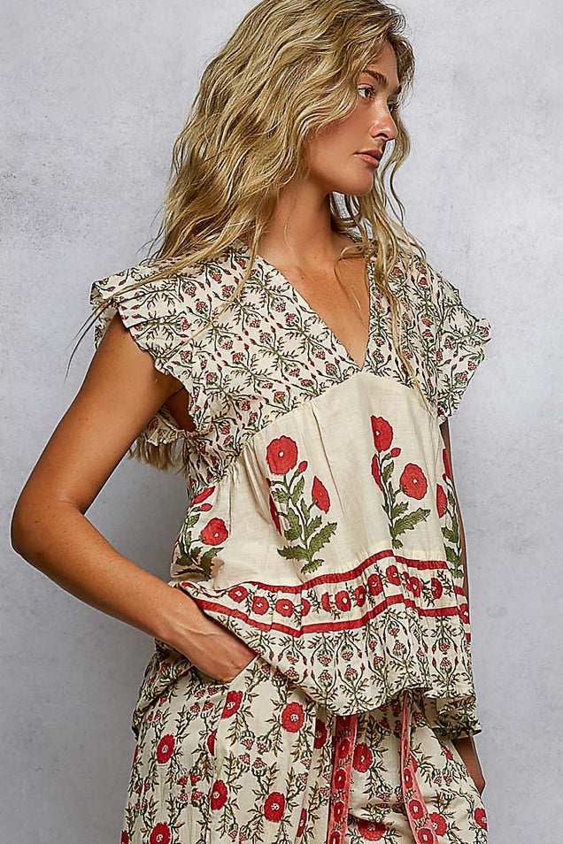 V-Neck Floral Flowy Top