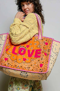 LOVE Bandana Quilted Tote Bag