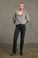 Ruffle Checkered Blouse