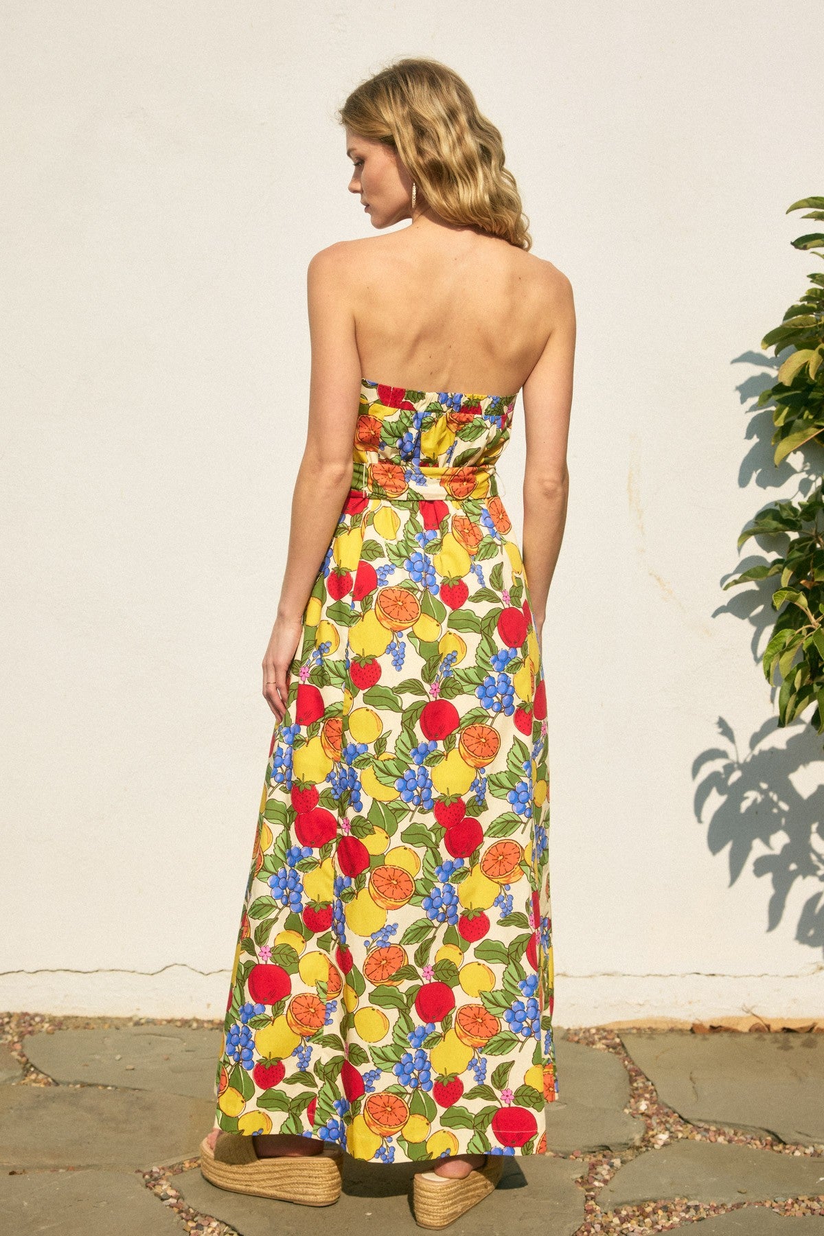 Fruit Printed Strapless Dress