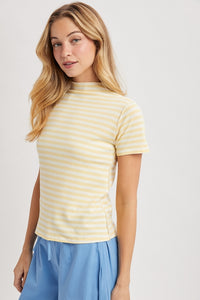 Striped Mock Neck Tee