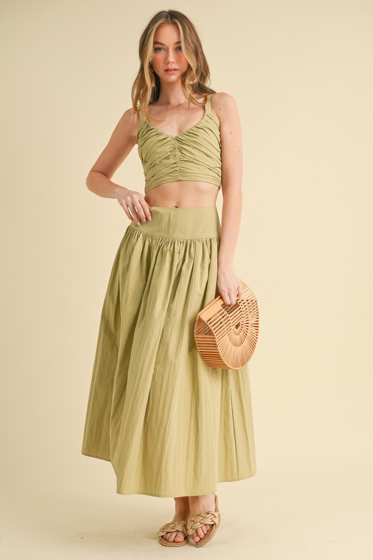 Ruched Top & Skirt Set