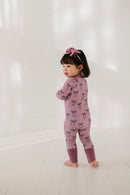 Bow Print Zipper Romper