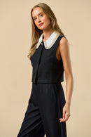 Pearl Collar Tweed Top