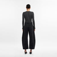 Super High Rise Black Barrel Jeans
