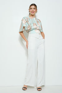 Shell Satin Kimono Sleeve Blouse