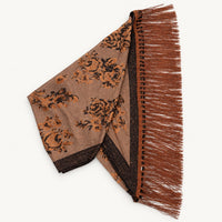 Sheer Floral Fringe Triangular Shawl