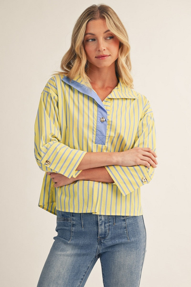 Collared Striped Top
