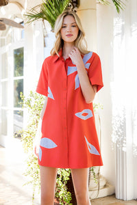 Short Sleeve Floral Embroidered Dress