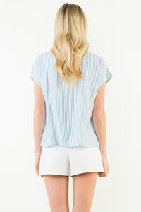 Embroidered Stripe V-neck Top