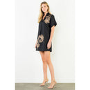Embroidered Floral Collared Mini Dress