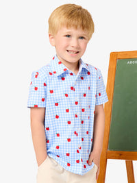 Apple Gingham Short Sleeve Button Down Shirt