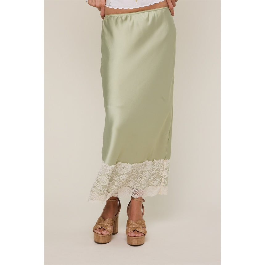 Satin Lace Maxi Skirt