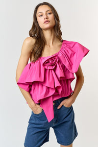 One Shoulder Ruffle Detail Top