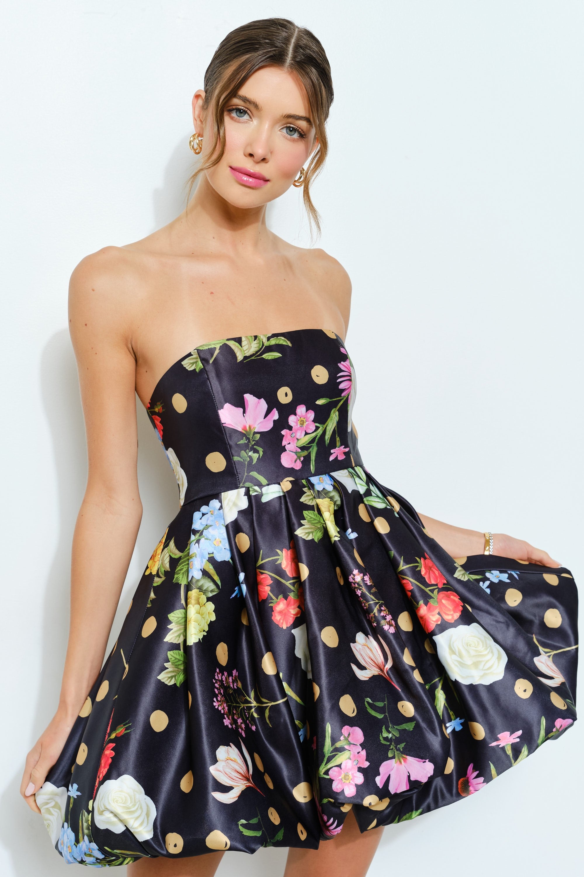 Polka Dot Bubble Hem Mini Dress