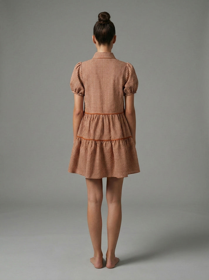 Terracotta Check Dress